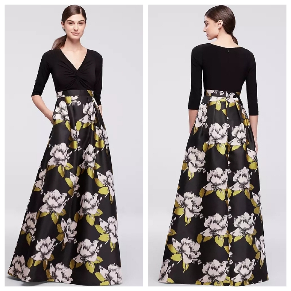 Adrianna Papell Floral Maxi Gown Dress